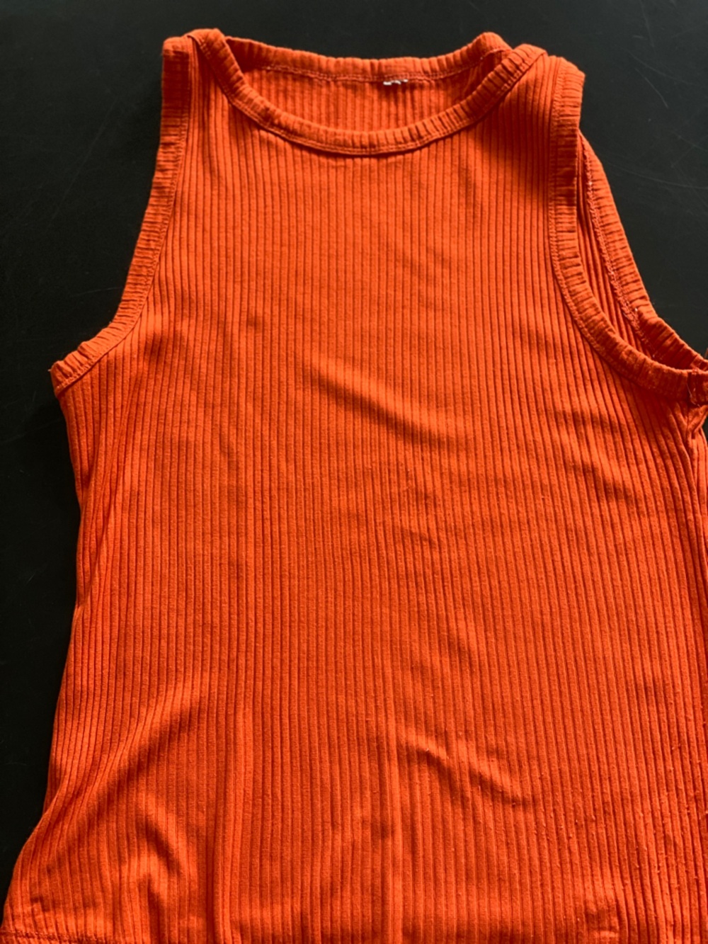 Sleeveless Ribbed Tank Top - Orange/rust